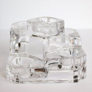 Glass Tealight Holder, 5 votive display, iceberg clear candle holder